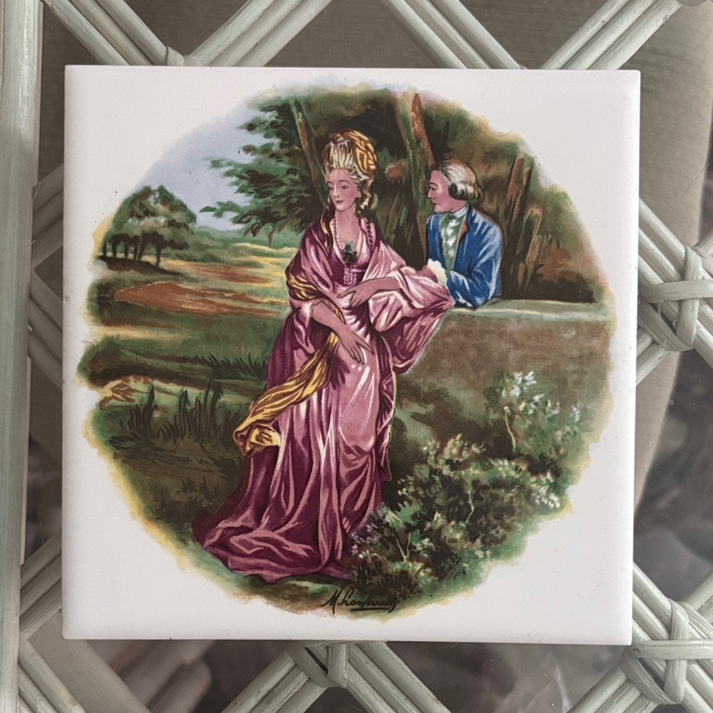 Vintage H & R Johnson England Decorative Unframed Victorian Tile